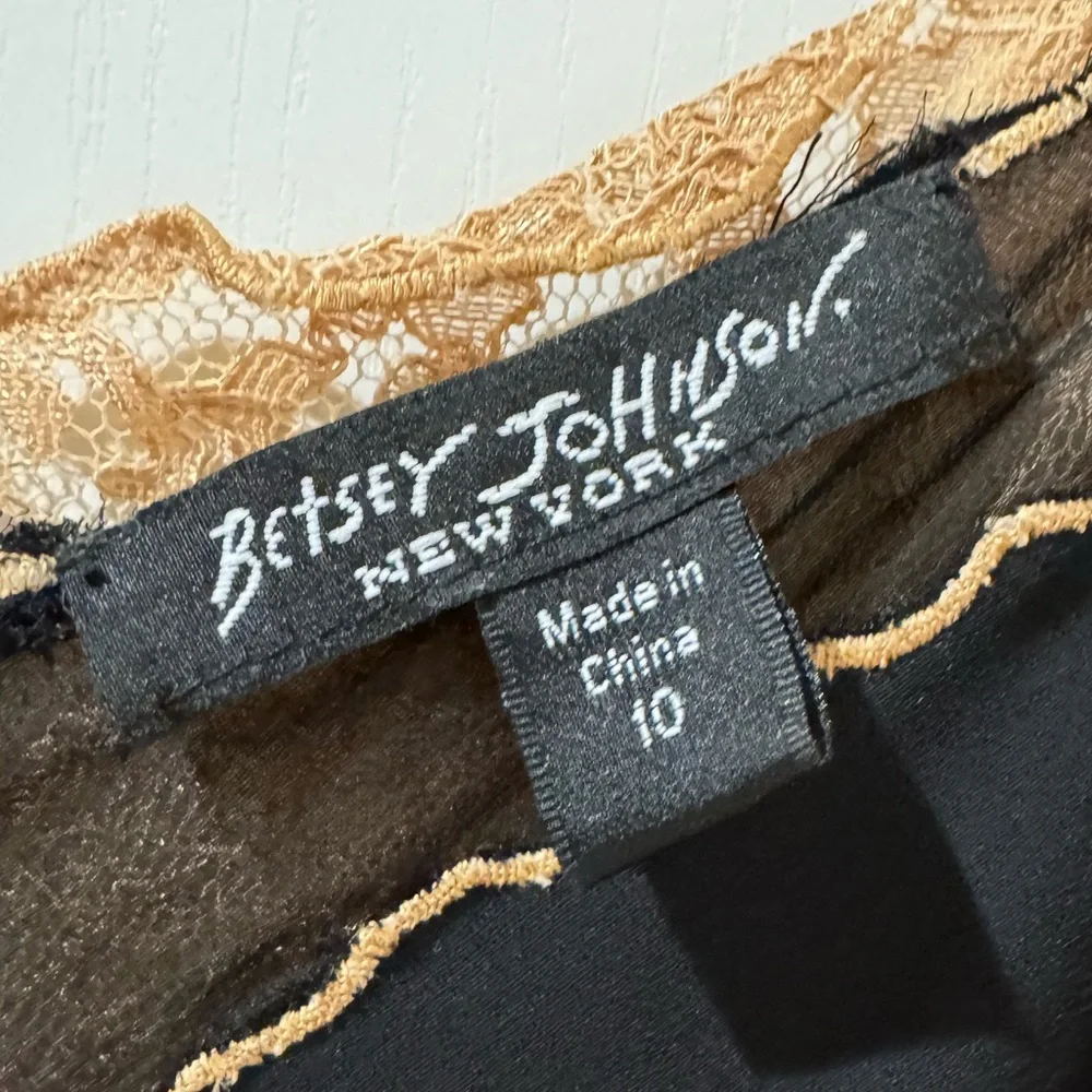 Betsy Johnson sexy black and gold lace slip dress - Picture 3 of 11